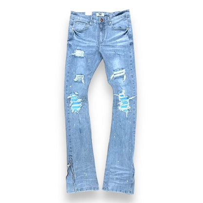 FerrariMassari Diamonds Stacked Baby blue Jeans