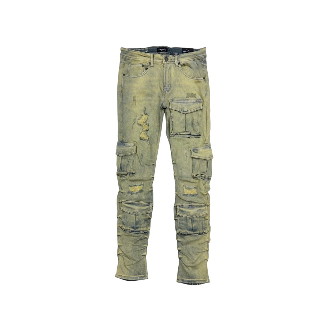 Kindred Khaki Cargo Stacked Jeans